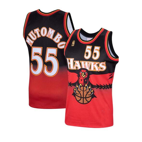 Hawks #55 Dikembe Mutombo Red Throwback Stitched NBA Jersey 5480